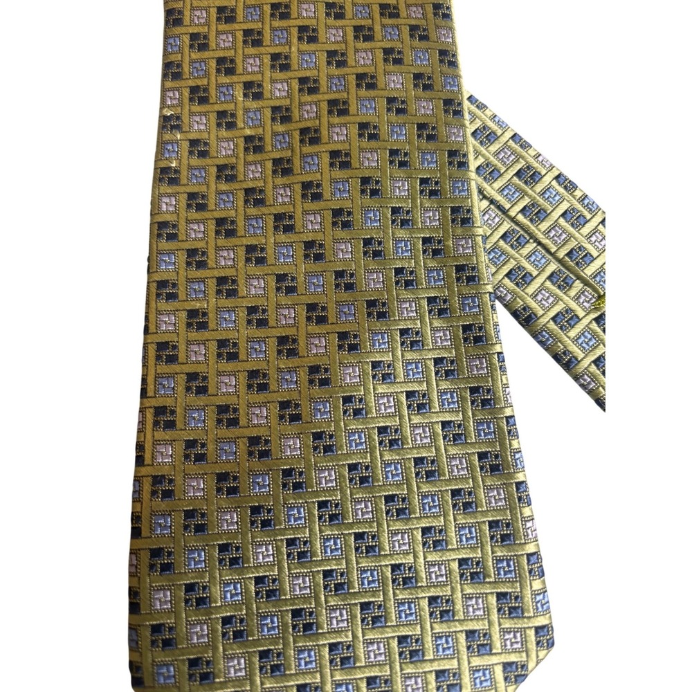 Jos. A. Bank Mens Neck Tie Executive Collection Green Geometric 60" - Picture 2 of 8